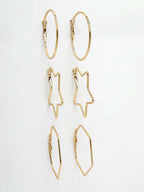 NVR Women Gold-Toned Geometric Hoop Earrings | Grocsy