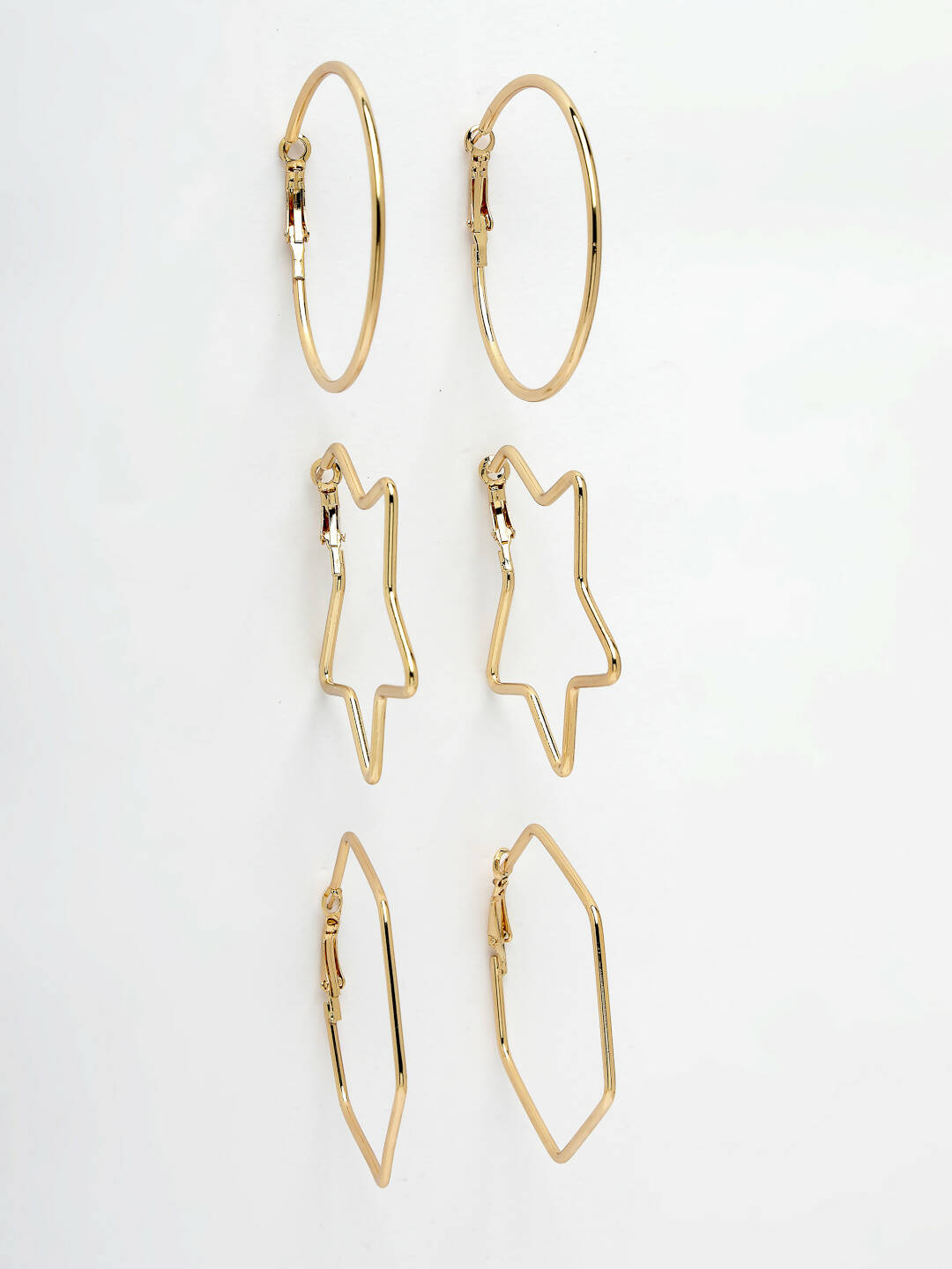 NVR Women Gold-Toned Geometric Hoop Earrings | Grocsy