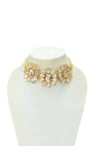 Mominos Fashion Joharkamal Gold-Polished Brass Finish Stone Choker For Women & Girls (Golden) | Grocsy
