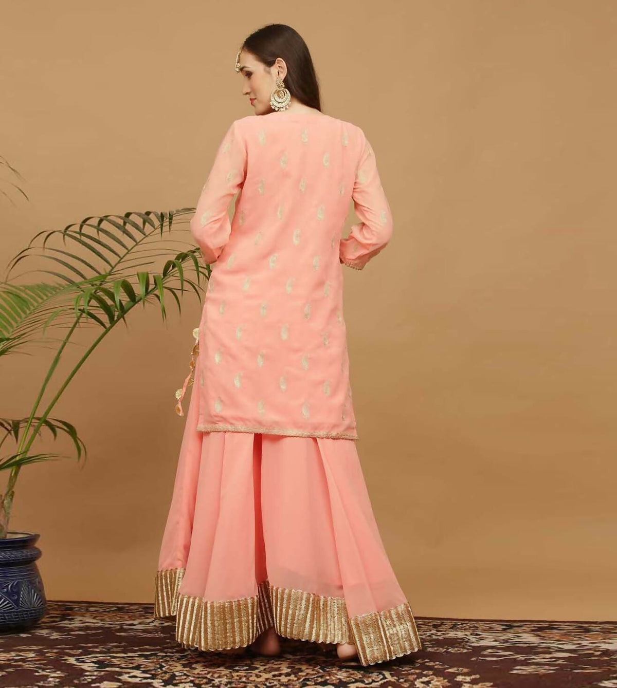 Joban Fashion Peach Georgette Lehenga Set | Grocsy