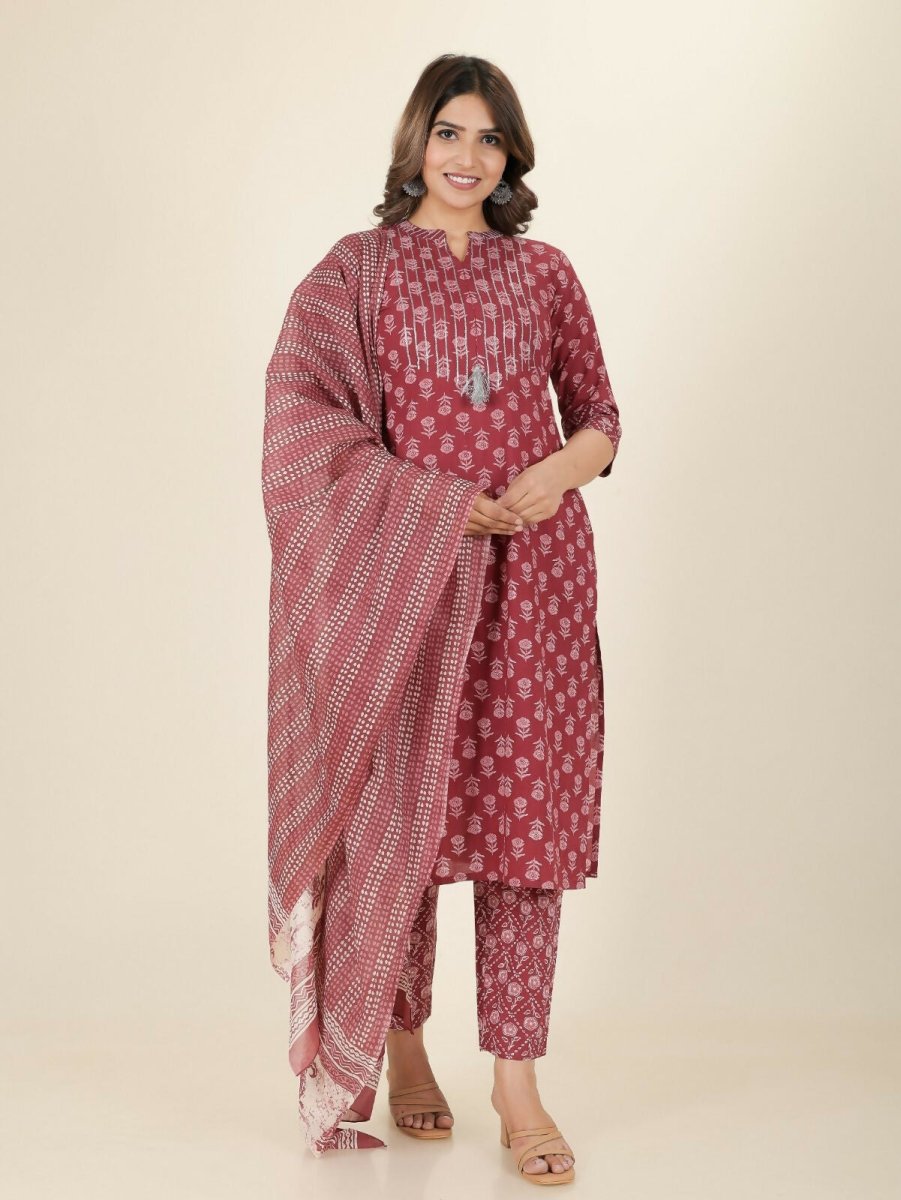 Aramya Straight Soft Cotton Block Print Women's Kurta - Pink | Grocsy