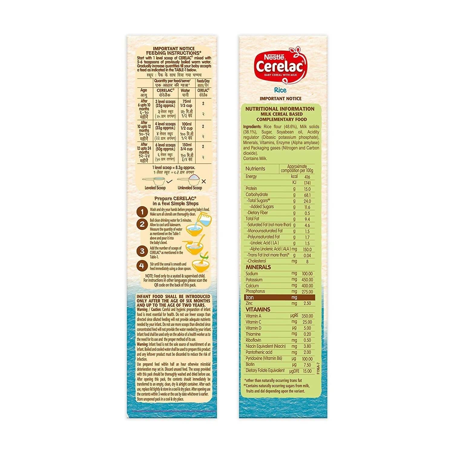 Nestle Cerelac Fortified Baby Cereal with Milk, Rice 6 to 24 months | Grocsy