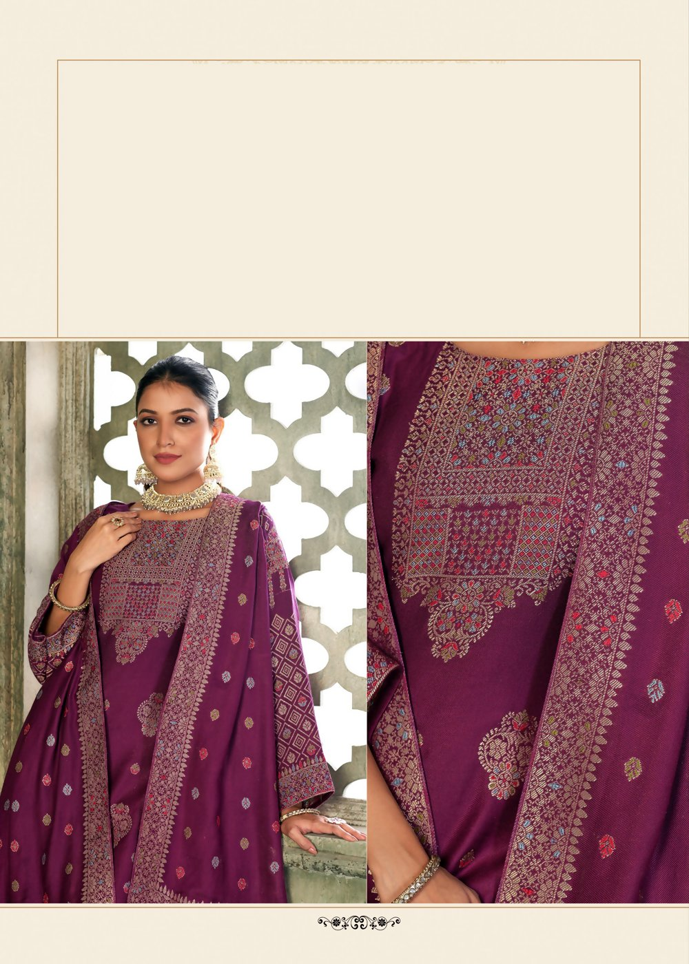 Purple Viscose Pasmina Mina Work Kurta & Bottom with Dupatta - Paridhi | Grocsy