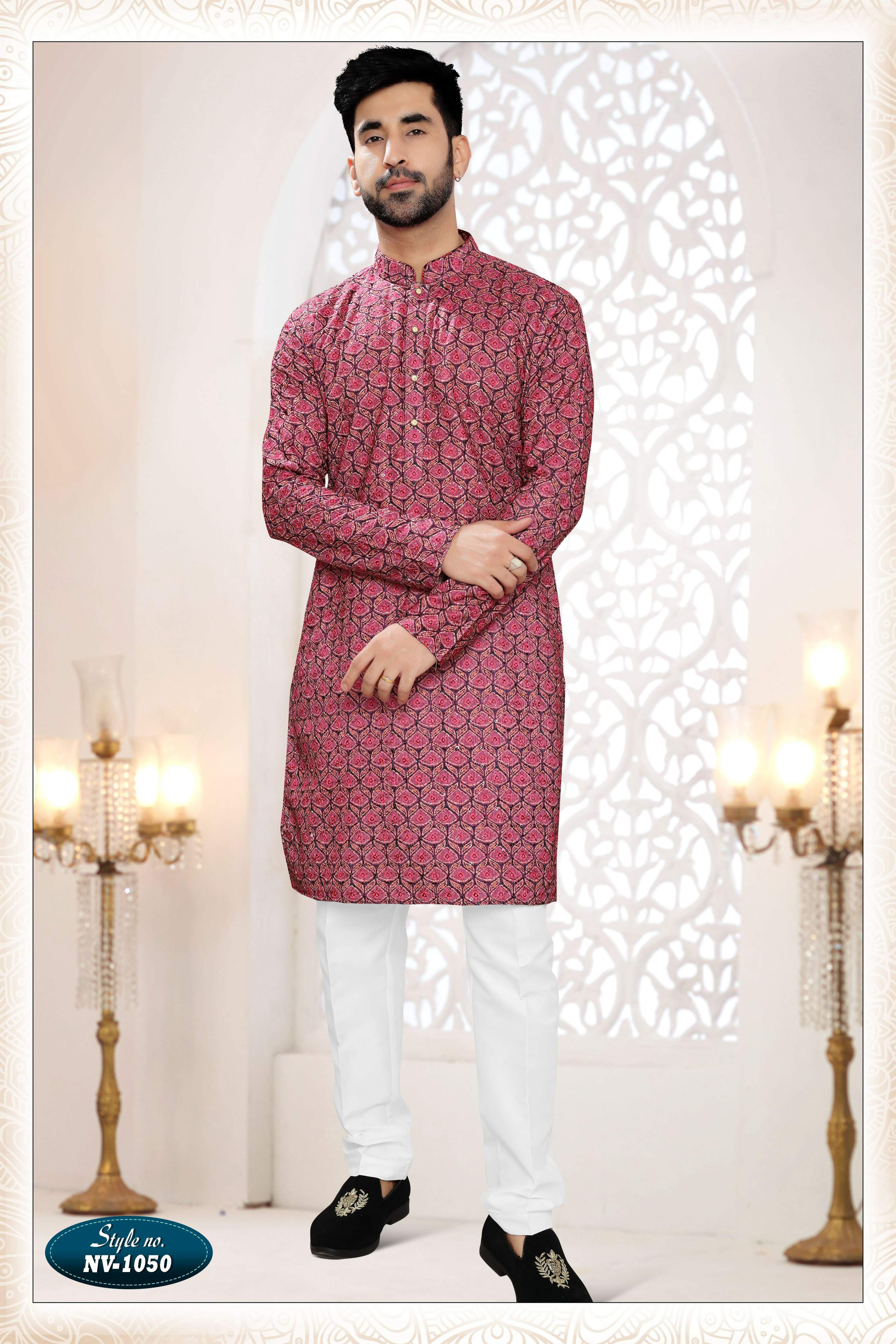 Joban Fashion Men's Redish Wine Straight Rayon Thread And Sequence Embroidery All Over Kurta Set | Grocsy