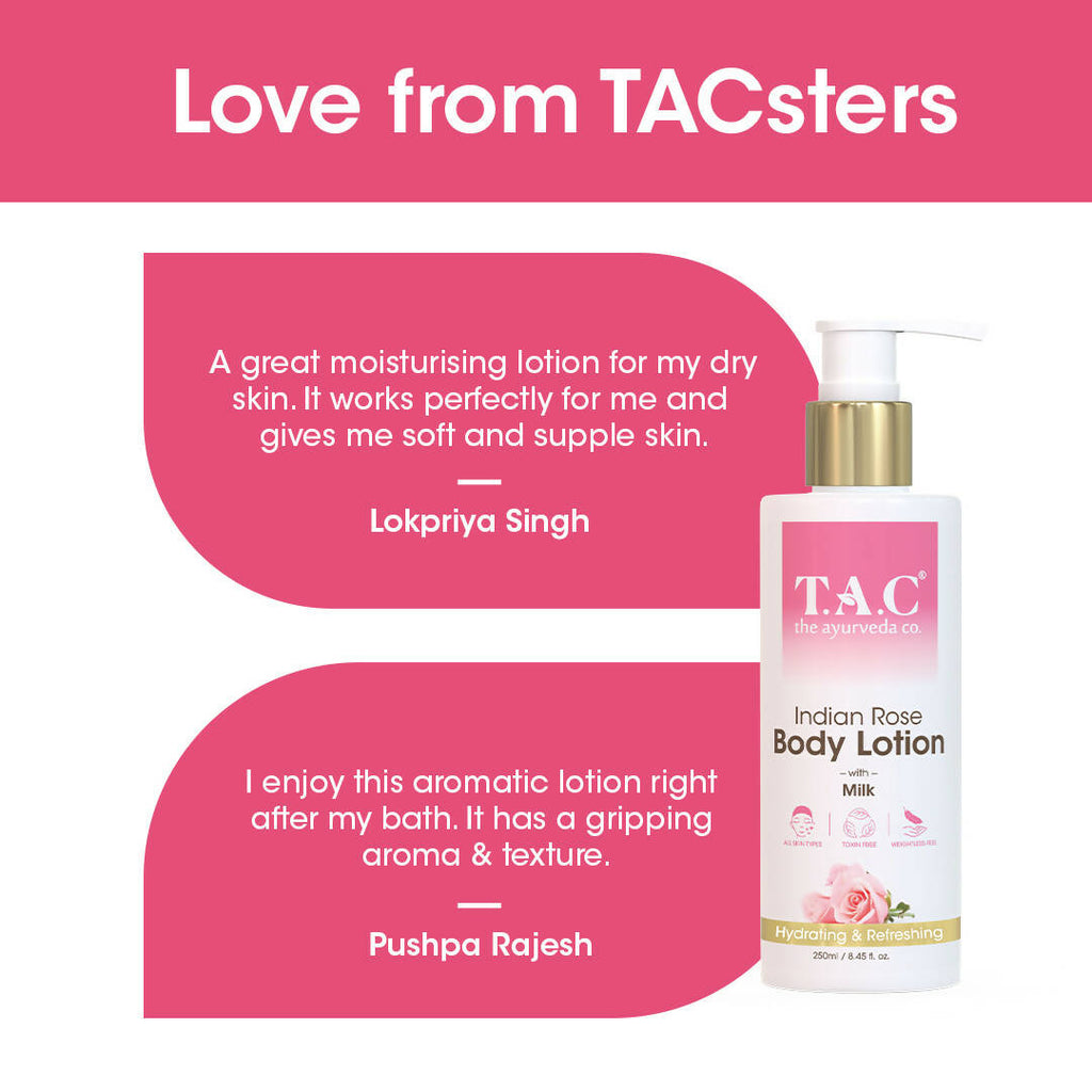 TAC - The Ayurveda Co. Indian Rose Body Lotion for Dry Skin with Milk Extract for Deep Nourishment & Moisturization | Grocsy