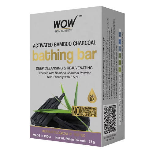 Wow Skin Science Activated Bamboo Charcoal Bathing Bar | Grocsy
