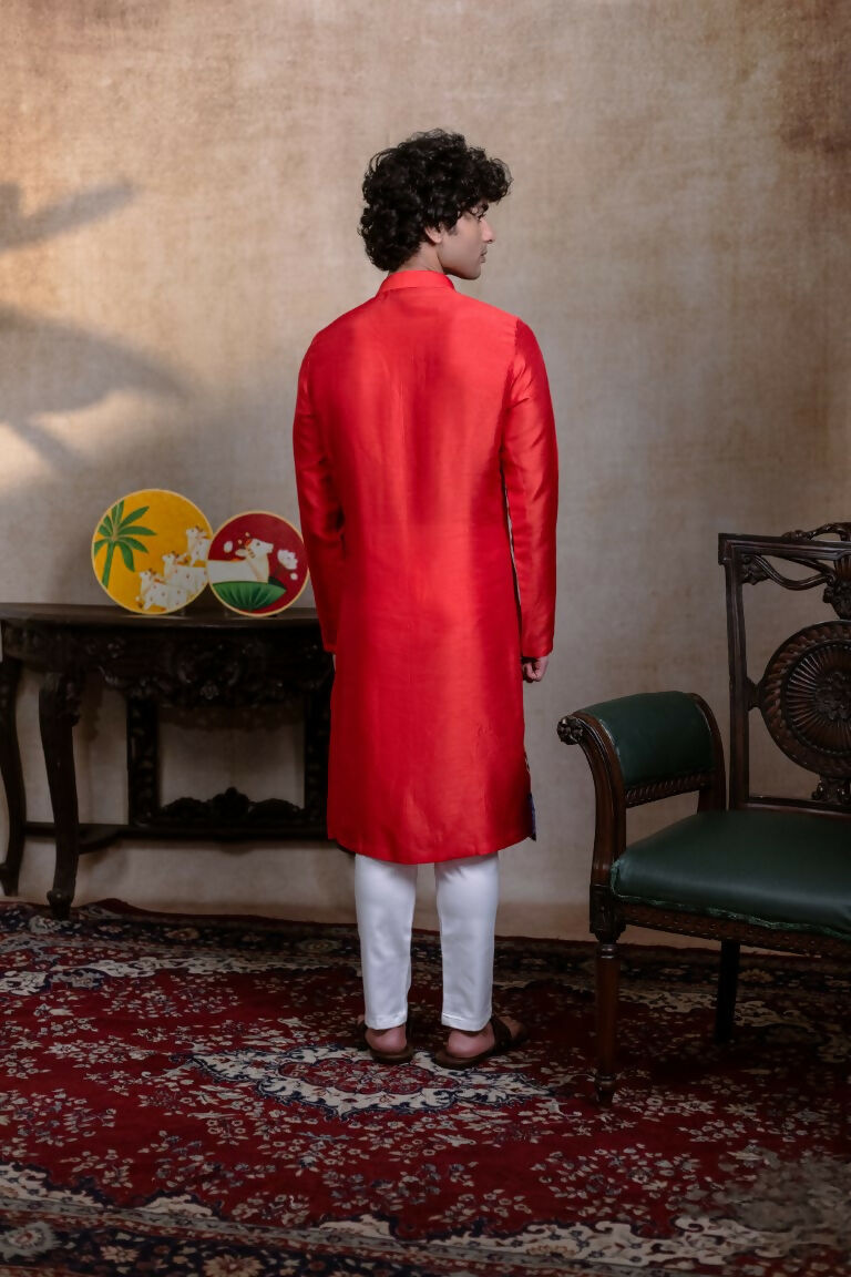 Falling Raw Silk Red Padma Gopala By Hilo Design | Grocsy
