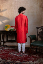 Falling Raw Silk Red Padma Gopala By Hilo Design | Grocsy