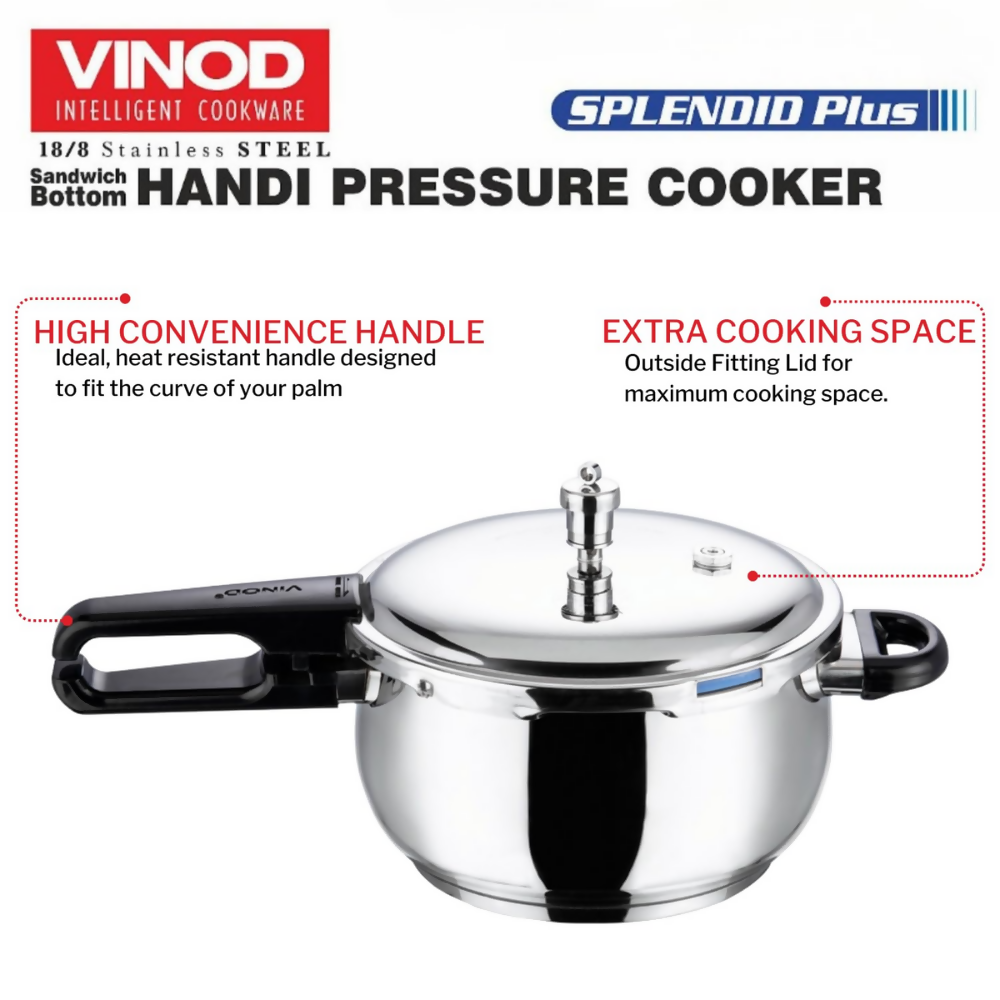 Vinod Splendid Plus Stainless Steel Outer Lid Pressure Cooker | Grocsy