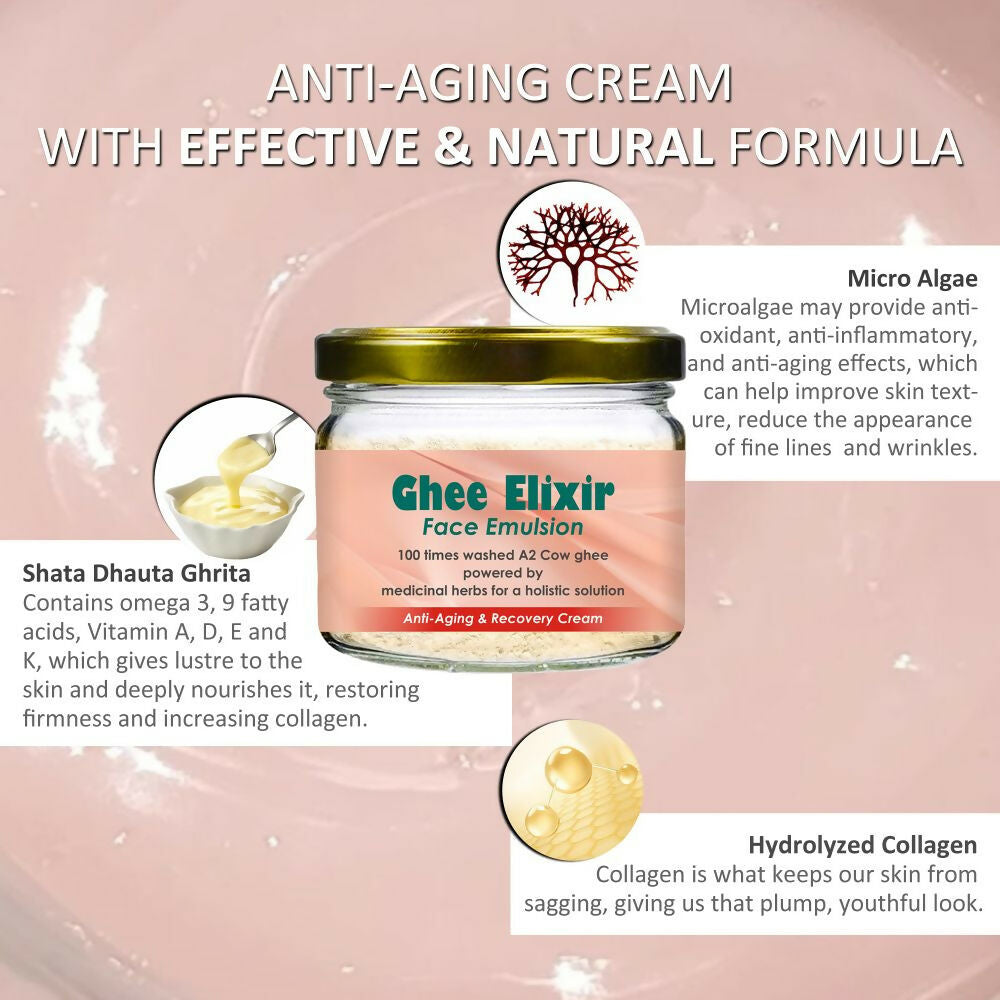 Beauty Secrets Ghee Elixir Ayurvedic Night Cream for Face infused with Collagen | Repair, Restore and Revive Naturally | Anti Aging Moisturizer | Grocsy