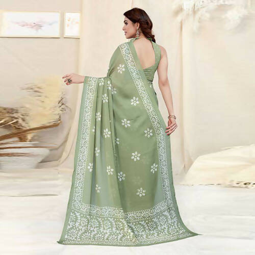 Women's Partywear Designer Pista Chinon Shiffon Fancy Saree - Dyuti | Grocsy