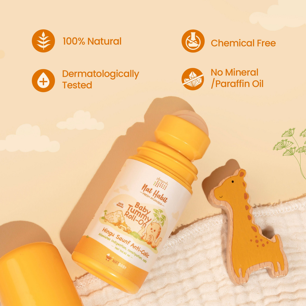 Nat Habit Hingu Saunf Anti-Colic Baby Tummy Roll-On | Grocsy