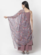 Myshka Women Mauve Silk Blend Solid Sleeveless Round Neck Neck Kurta Palazzo Dupatta Set | Grocsy