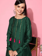 Ahalyaa Women's Traditional wear Ethnic Dress - Green | Grocsy