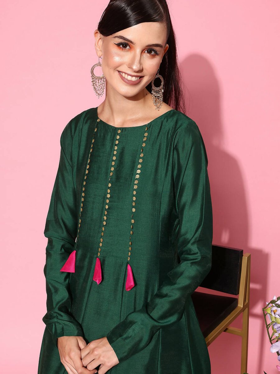 Ahalyaa Women's Traditional wear Ethnic Dress - Green | Grocsy