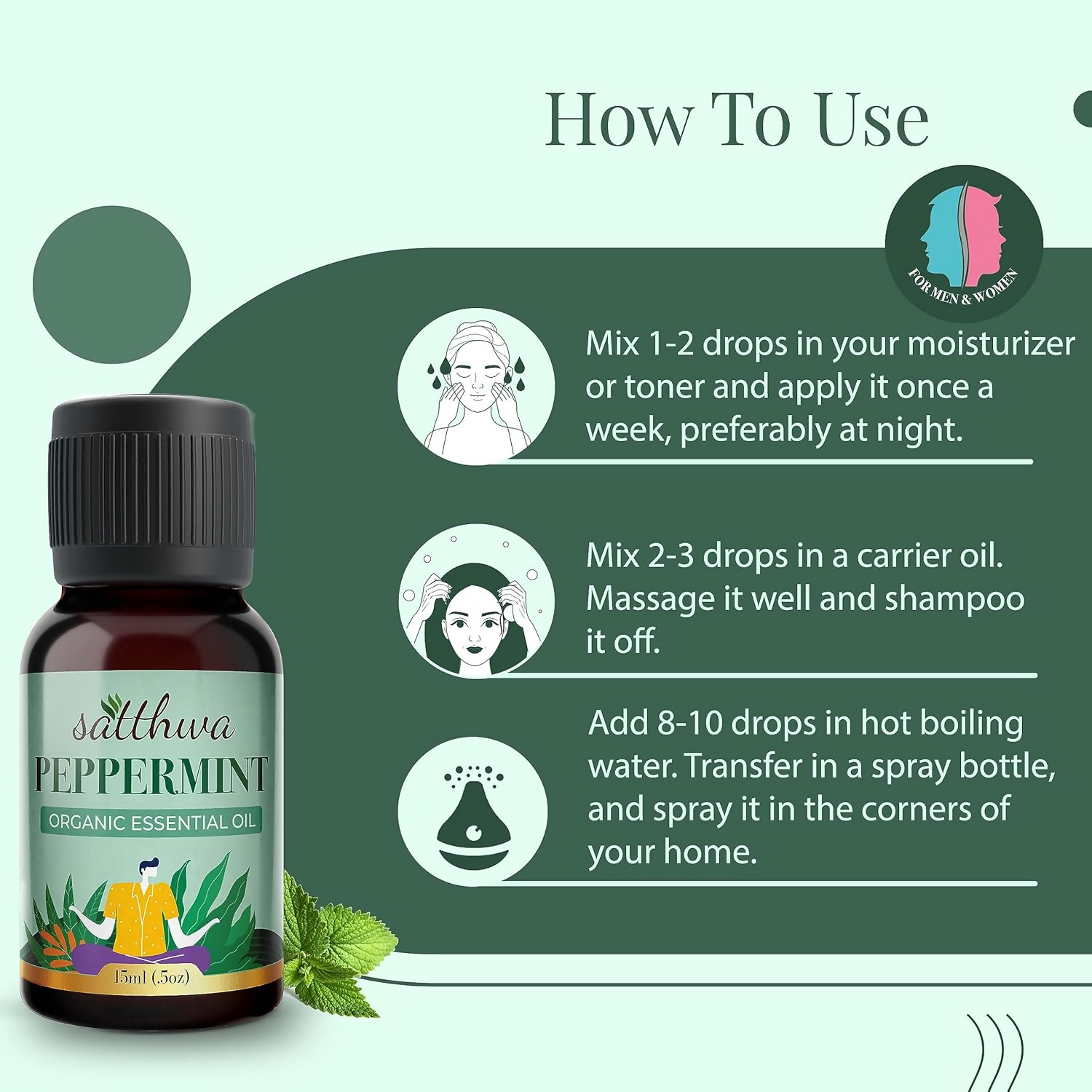 Satthwa Organic Peppermint Essential Oil | Grocsy