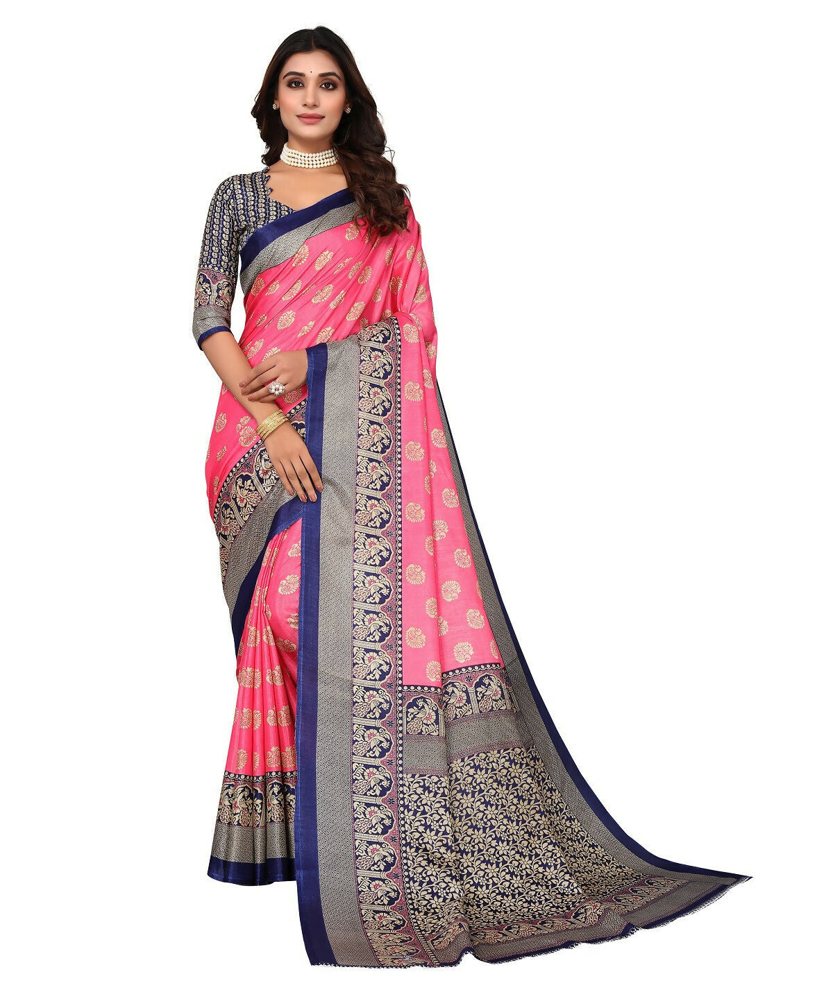 Vamika peach Printed Art Silk Saree | Grocsy