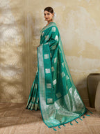 Shree Shyam Fashion Sea Green Silk Blend Saree | Grocsy