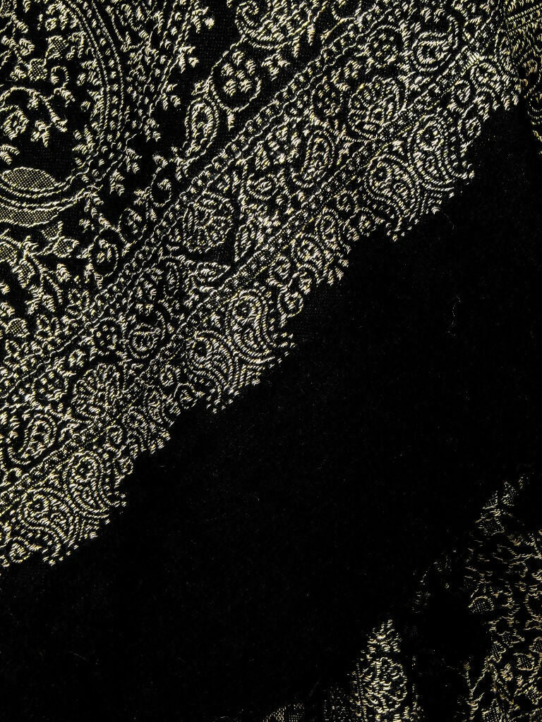 Weaving Mystery Handloom Pashmina Shawl-Kaani Zari - Black | Grocsy