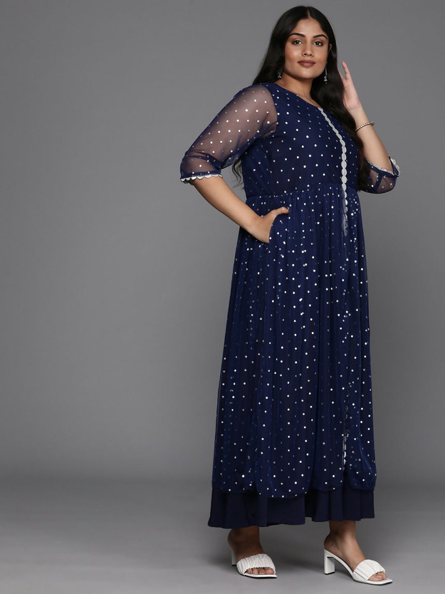 Ahalyaa Women's Traditional wear Ethnic Dress - Navy Blue | Grocsy