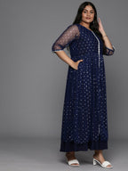Ahalyaa Women's Traditional wear Ethnic Dress - Navy Blue | Grocsy