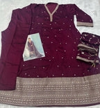 Anaita Maroon Chinon Anarkali Suit with Embroidery Sequins Work | Grocsy