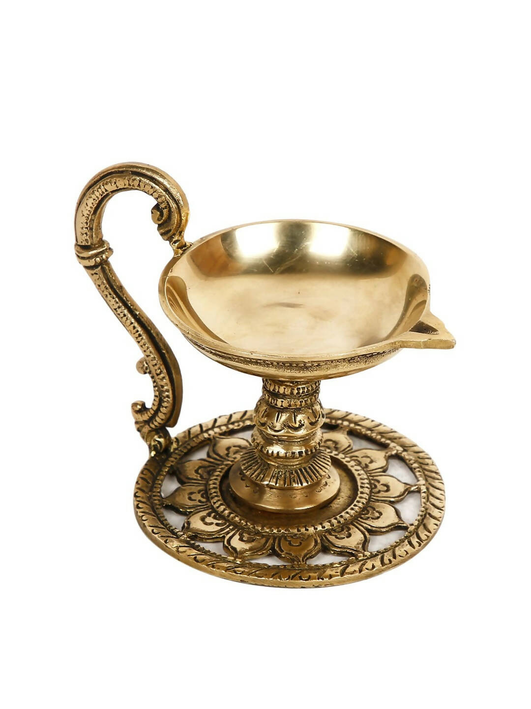 CraftVatika Gold-Toned Handmade Oil Lamp Showpiece | Grocsy