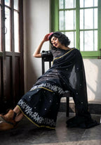 Exclusive Collection Beautiful Black Embroidery Saree | Grocsy