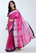 Mominos Fashion Moeza Bhagalpuri Handloom Silk Pink Saree | Grocsy