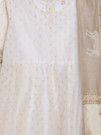 Ahalyaa Off White Chanderi Anarkali Kids Kurta With Dupatta For Girls | Grocsy