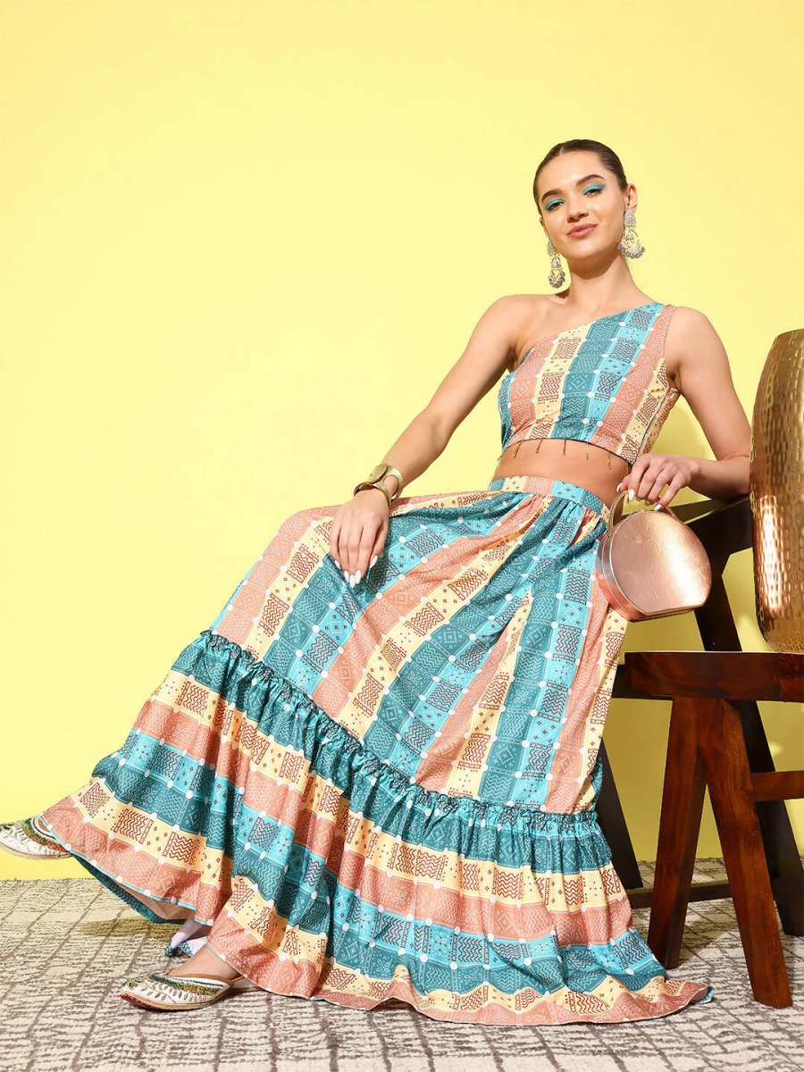 Ahalyaa Women's Traditional wear Co-ords - Green | Grocsy