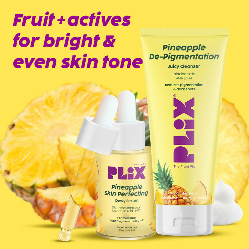 PLIX The Plant Pineapple De-Pigmentation Regime with Juicy Facewash & Serum | Grocsy