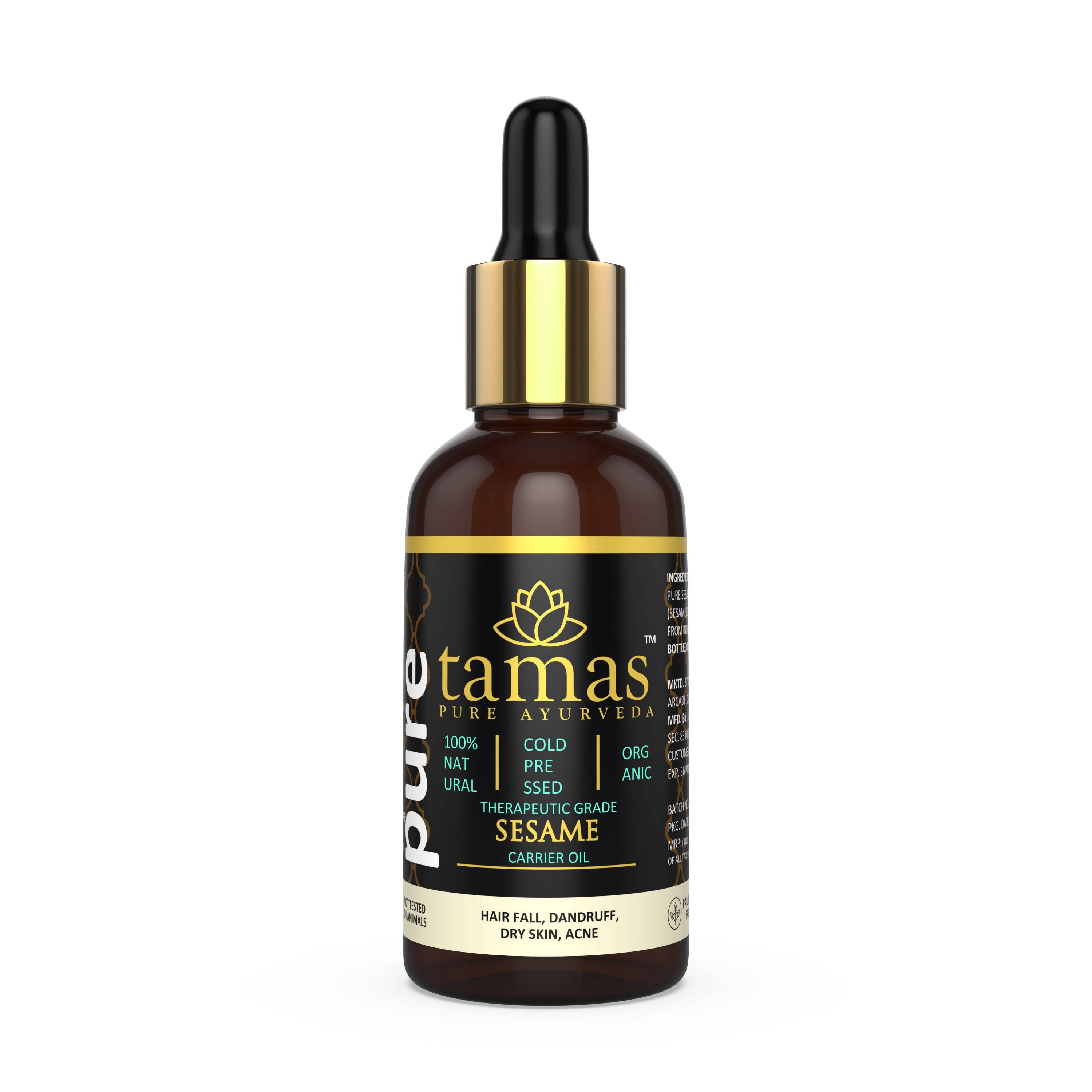 Tamas Pure Ayurveda 100% Organic Sesame Cold Pressed Carrier Oil- USDA Certified Organic- 30ML | Grocsy