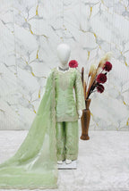 Teeya Creation New Kids Wedding Wear Heavy Embroidery Sequence Work Kurta Sharara Set-Green | Grocsy