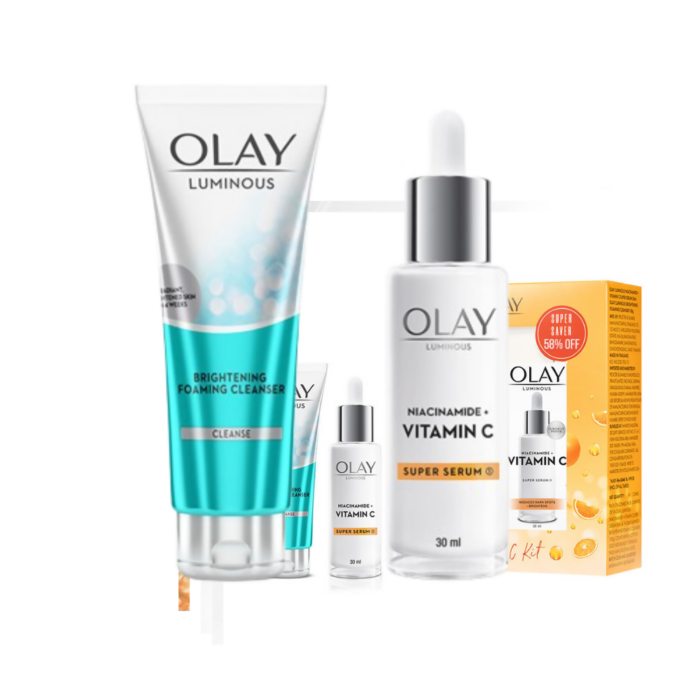 Olay Hydration Boost Kit With Niacinamide + Vitamin-C Super Serum & Cleanser | Grocsy