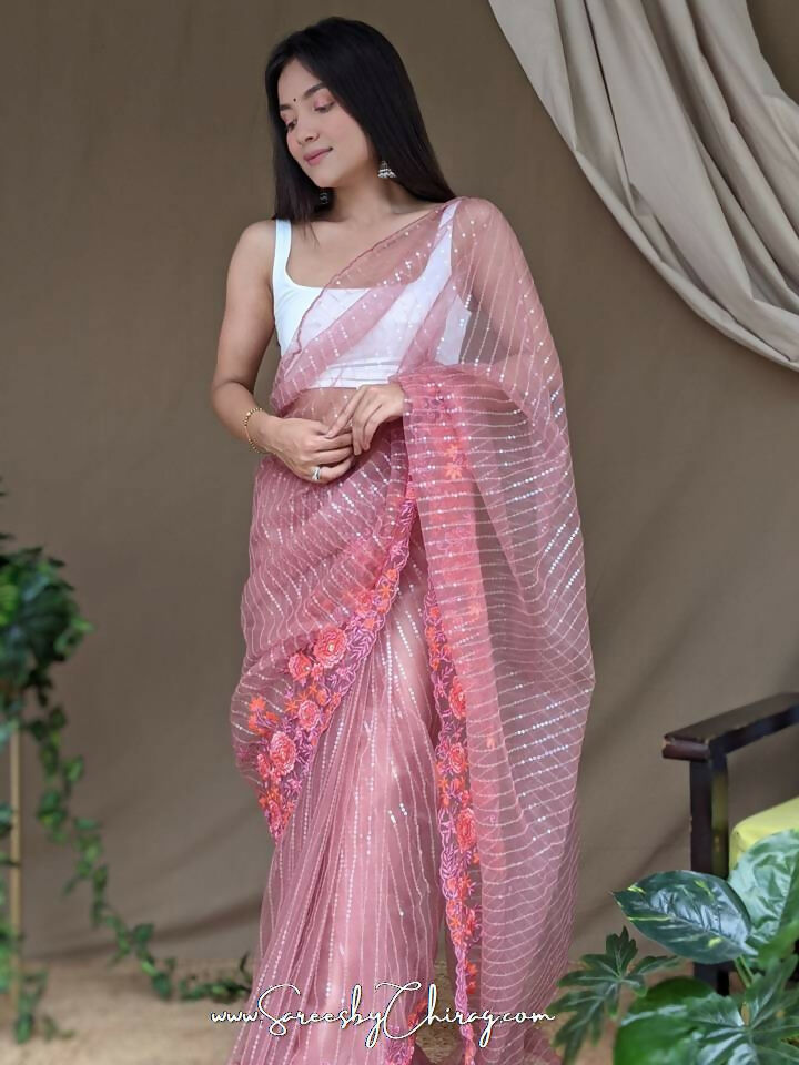 Vamsee Murari Pink Super Net Saree | Grocsy