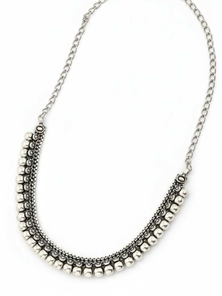 NVR Women Oxidised Silver Plated Necklace | Grocsy