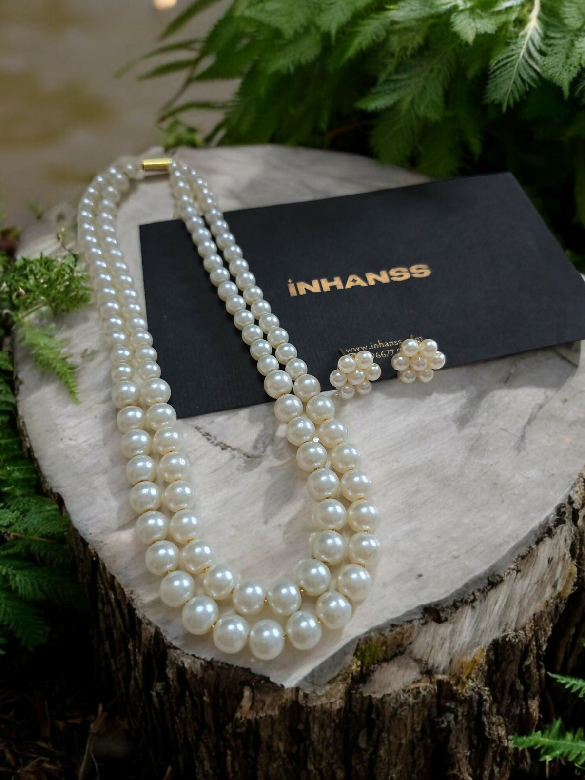 Inhanns Everyday Workwear Pearl Set (Double Layered Pearls) - White | Grocsy