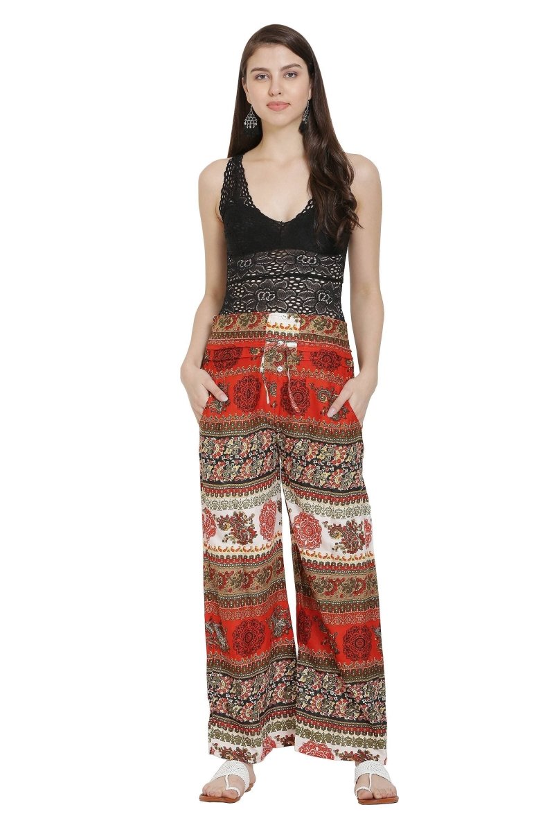 Asmaani Orange Color Mix Print Palazzo | Grocsy