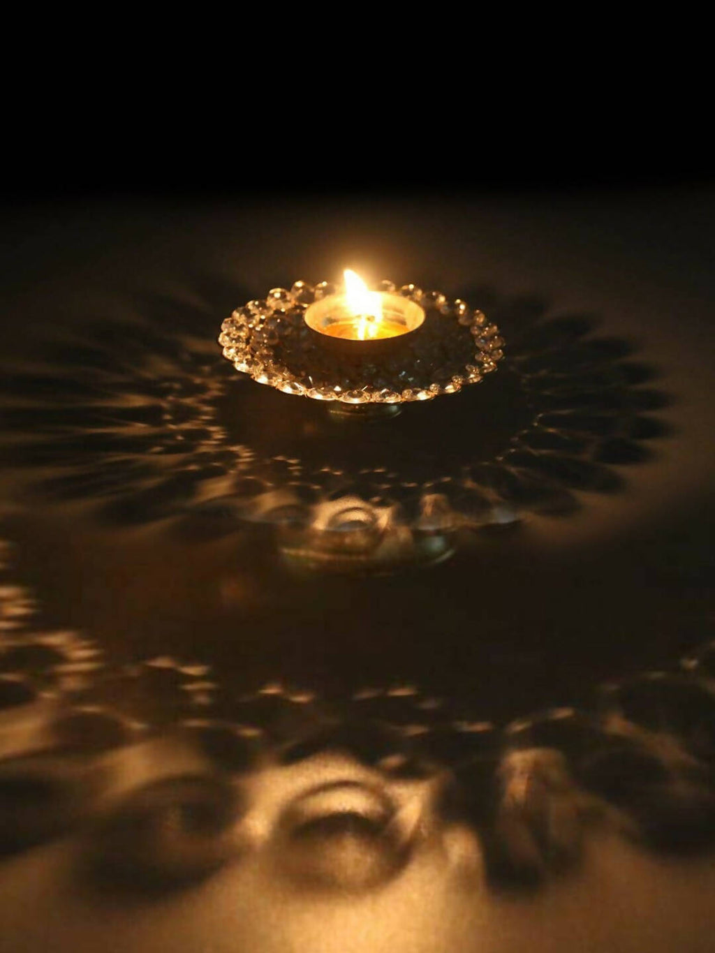 CraftVatika Gold-Toned Crystal Akhand Diya Oil Puja Lamp | Grocsy