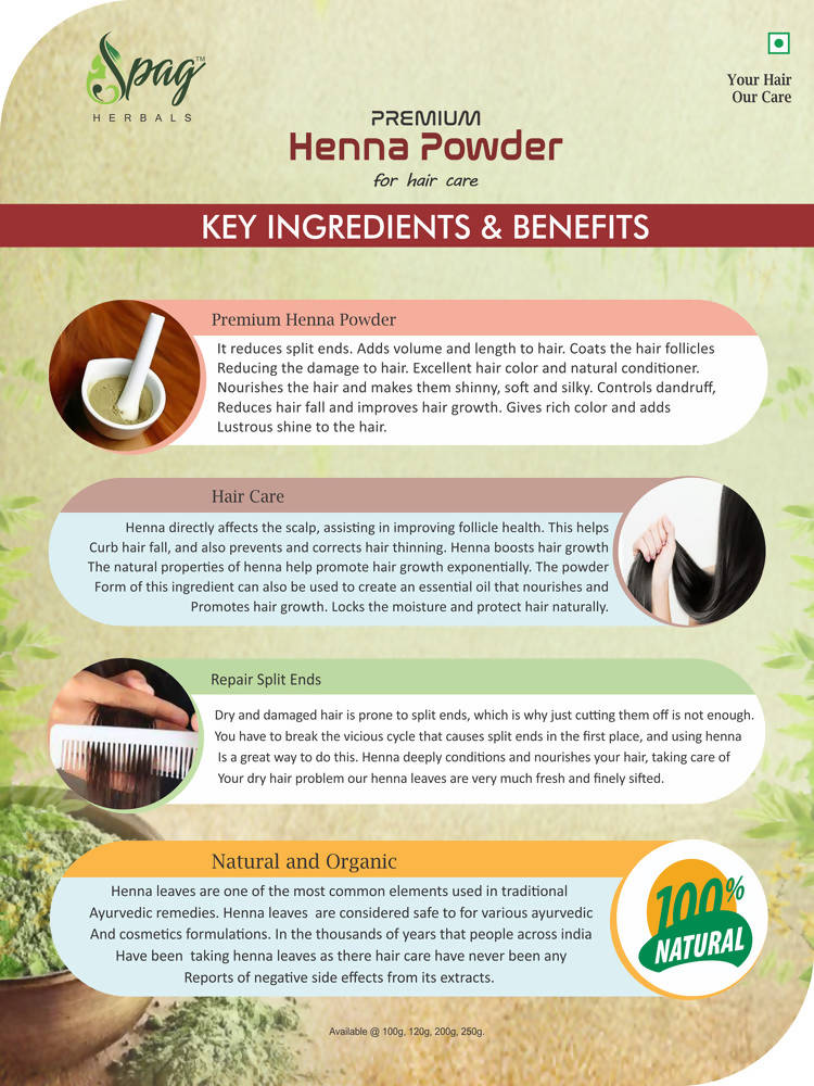 Spag Herbals Premium Henna Powder | Grocsy
