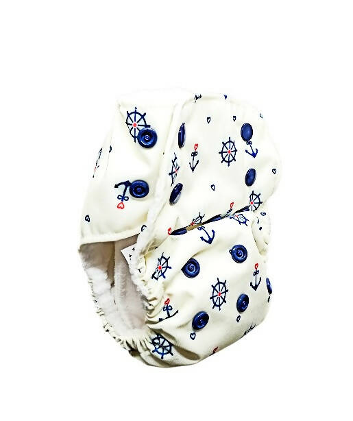 Kindermum Nano Aio Cloth Diaper With 2 Organic Cloth Inserts- Anchor For Kids | Grocsy