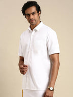 Ramraj Cotton Mens Half Sleeve White Shirt Plus Size - Pure Cotton | Grocsy