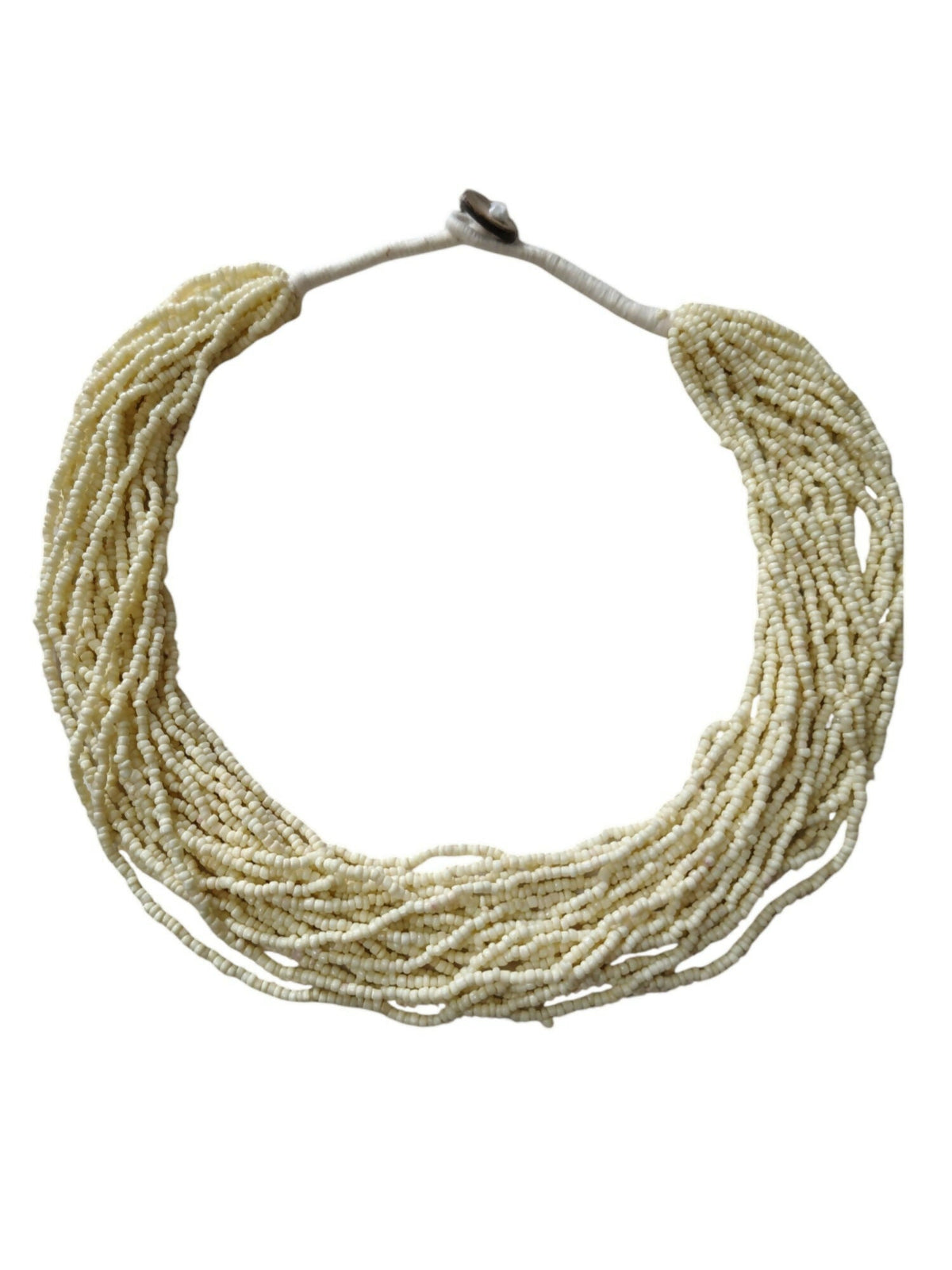 Inhanns Handmade Beaded Multilayer Necklace, 20 Layers - Cream | Grocsy