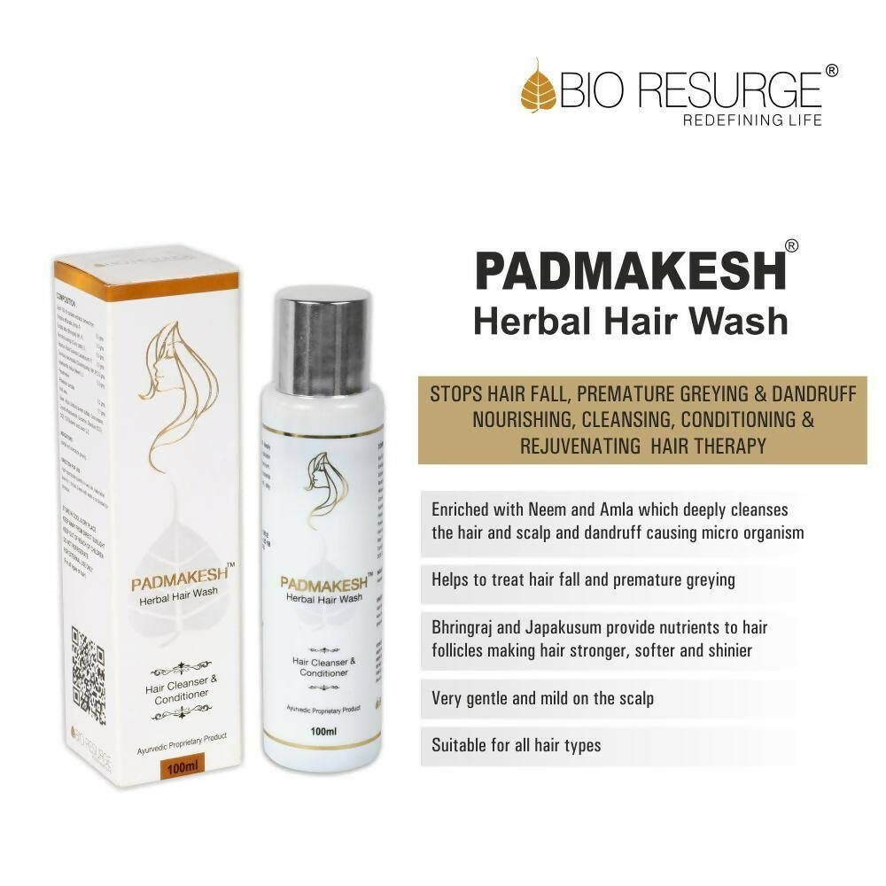 Bio Resurge Life Padmakesh Herbal Hair Wash - Hair Cleanser And Conditioner | Grocsy