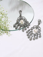 Long Chand with Pearl Drop Earrings - Ruby Raang | Grocsy
