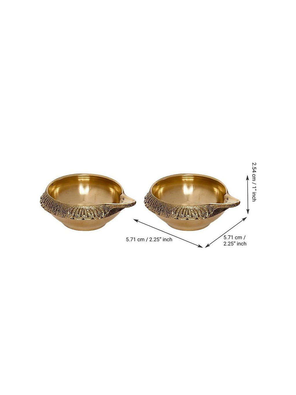 eCraftIndia Set of 2 Gold-Toned Auspicious Handcrafted Brass Diya | Grocsy