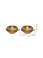 eCraftIndia Set of 2 Gold-Toned Auspicious Handcrafted Brass Diya | Grocsy