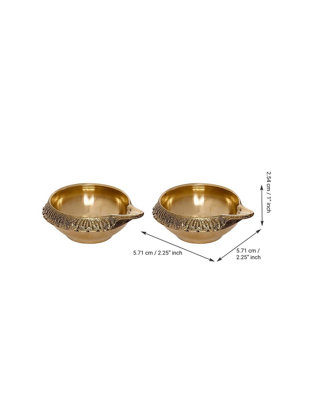 eCraftIndia Set of 2 Gold-Toned Auspicious Handcrafted Brass Diya | Grocsy
