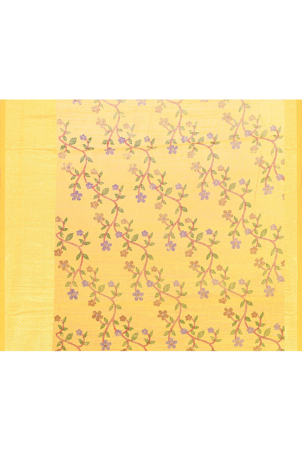 Piyari Fashion Women's Yellow Embellished Cotton Blend Printed Saree | Grocsy